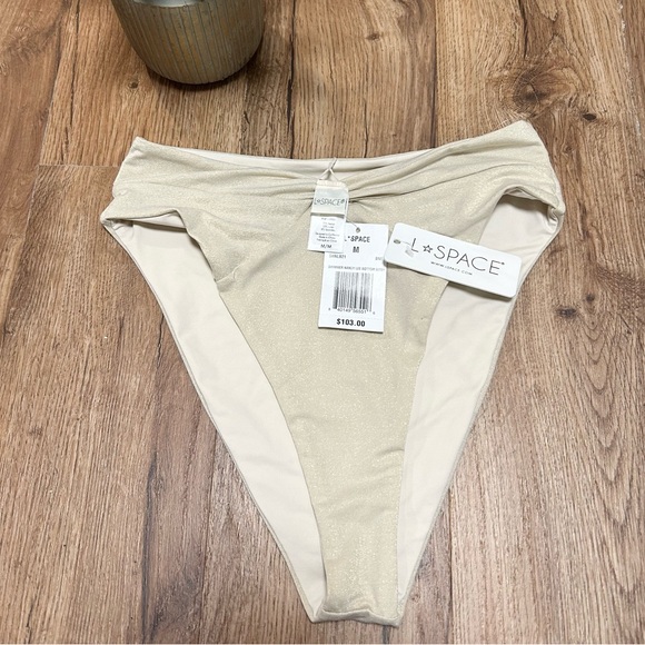 L*Space Shimmer Nancy Lee Bitsy Swim Bottoms Bone Sz M - Picture 4 of 7